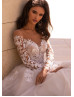 Beaded Ivory Lace Tulle Wedding Dress With Horsehair Trim